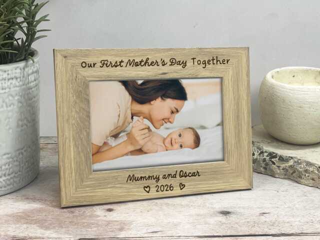 Baby First Mothers Day Keepsake Our Mother's Together Frame Personalised Mum Gift 4x6 Wooden Photo New Mummy - image 1