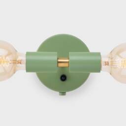 Liam Mini Wall Sconce Olive Green On/Off Switch Mid Century Modern Bedside Lamp Raw Brass - thumbnail 2