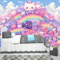 Kawaii Doodle Monsters Wallpaper Mural, Peel & Stick Kids Room Decor - thumbnail 2