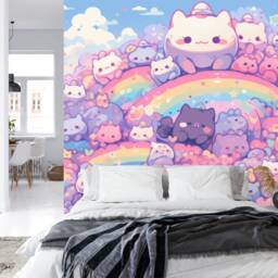 Kawaii Doodle Monsters Wallpaper Mural, Peel & Stick Kids Room Decor - thumbnail 3