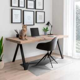 Geometric Structures Computer Chair Mat, Grayscale Office Texture Vinyl Floor Protector, Protector - thumbnail 3