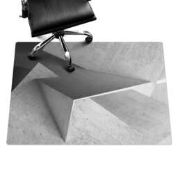 Geometric Structures Computer Chair Mat, Grayscale Office Texture Vinyl Floor Protector, Protector