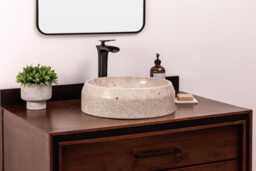 Natural Stone Vessel Bathroom Sink, Lucerna Ojinaga Marble, Vanity Bowl Basin - thumbnail 1