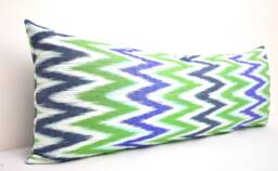Green Chevron Ikat Body Pillow Cover, Long Lumbar - thumbnail 1