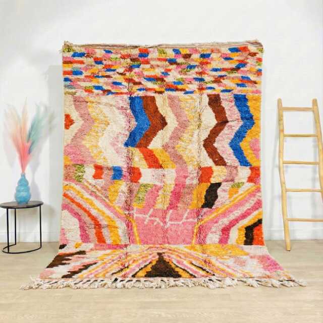 Authentic Pink Moroccan Rug, Berber Shag Custom Made Beniouarain Carpet, Large Area Rugs - image 1