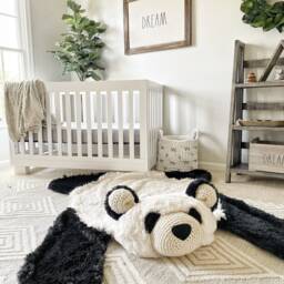 Large Panda Bear Rug With Faux Fur For Kids Room Nursery Decor - thumbnail 2