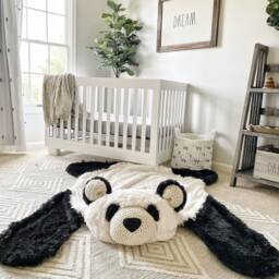 Large Panda Bear Rug With Faux Fur For Kids Room Nursery Decor - thumbnail 3