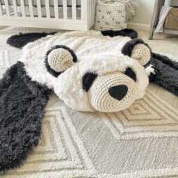 Large Panda Bear Rug With Faux Fur For Kids Room Nursery Decor - thumbnail 1