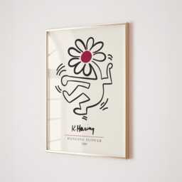 3 Wine Red Prints Set, Burgundy Wall Art, Keith Haring, Humanity, Retro Decor, Living Room Print For Bedroom, Exhibition Art - thumbnail 3