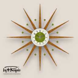 Teak Starburst Clock Mid Century Modern Wall Decor, 27 - thumbnail 4