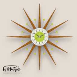 Teak Starburst Clock Mid Century Modern Wall Decor, 27 - thumbnail 1