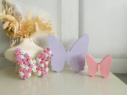Floral Butterfly Nursery Decor Set Of 3 Wooden Butterflies, Personalized - thumbnail 1