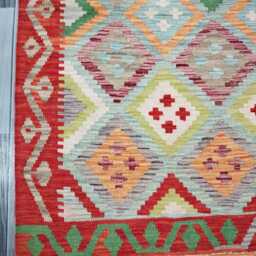 Tribal Kilim Rug, Handmade Artisan Afghan Turkish Scandinavian Navajo Bohemian Flatweave Natural Wool Rug 189x130 cm - thumbnail 4