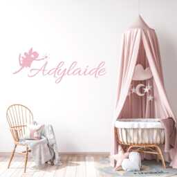 Personalized Fairy Vinyl Decal, Customized Cursive Name Wall Art Decor, Baby Girl Nursery Easy Diy Removable Children Bedroom Sticker