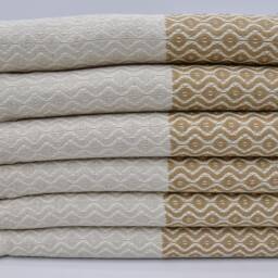 "Beige Towel, Handwoven Towel, Turkish Towel, Organic Towel, Cotton Towel, Peshtemal, 40""x67" - thumbnail 3