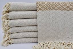 "Beige Towel, Handwoven Towel, Turkish Towel, Organic Towel, Cotton Towel, Peshtemal, 40""x67"
