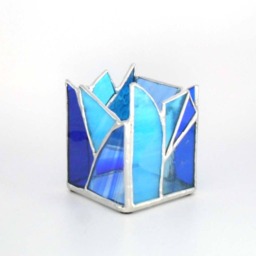 Blue Stained Glass Candle Holder - thumbnail 3