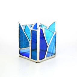 Blue Stained Glass Candle Holder - thumbnail 2