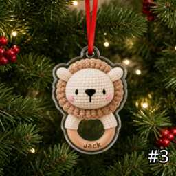 Personalized Farm Baby Animal Rattle Ornament, First Christmas Acrylic Custom Name Shower Gift For Newborn - thumbnail 3