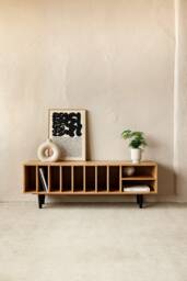 "Vinyl Record Cabinet, Stand, Oak, ""Silene" - thumbnail 1