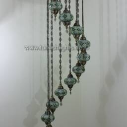 Turkish Mosaic Water Drop Chandelier - 11 Large Globe Ottoman Ceiling Lamp - H11 - thumbnail 2