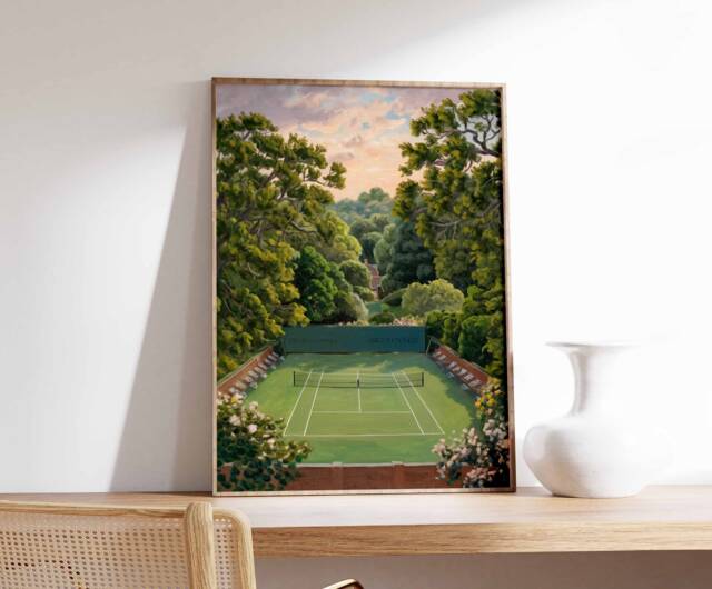 Tennis Poster, Court Art, Sports Wall Gift, Botanical Print, Floral Decor, Sport Art Poster - image 1