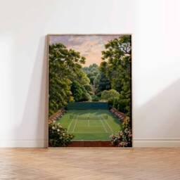 Tennis Poster, Court Art, Sports Wall Gift, Botanical Print, Floral Decor, Sport Art Poster - thumbnail 2