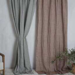 Linen Curtain-Linen Drape in Graphite Color-Washed, Cunrtain-Rod Pocket - 4''(10cm-Width 55''(140cm Xcust.length - thumbnail 2