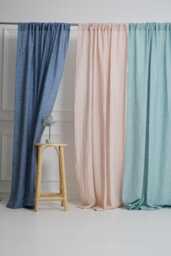Linen Curtain-Linen Drape in Graphite Color-Washed, Cunrtain-Rod Pocket - 4''(10cm-Width 55''(140cm Xcust.length