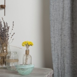 Linen Curtain-Linen Drape in Graphite Color-Washed, Cunrtain-Rod Pocket - 4''(10cm-Width 55''(140cm Xcust.length - thumbnail 3