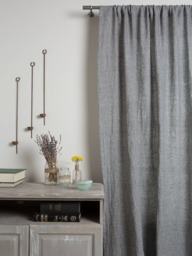 Linen Curtain-Linen Drape in Graphite Color-Washed, Cunrtain-Rod Pocket - 4''(10cm-Width 55''(140cm Xcust.length - thumbnail 1