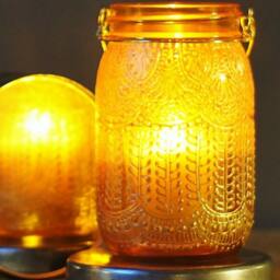 Henna Candle Lantern, Hand Painted Moroccan Decor, Mason Jar Light - thumbnail 2