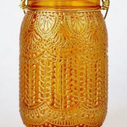Henna Candle Lantern, Hand Painted Moroccan Decor, Mason Jar Light - thumbnail 3