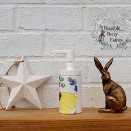 Bee Soap Dispenser Hand Wash Sunflower Lavender Decoupaged Glass Handmade - thumbnail 3