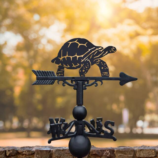 Black Steel Tortoise Weathervane, Garden Sculpture - image 1