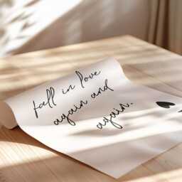 Fall in Love Again & Wall Art Minimal Playing Card Poster, Handwritten Note Black - thumbnail 3