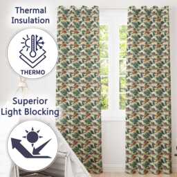 Detailed Japanese Wave Foam Pattern Seamless Design Readymade Eyelet Ring Top Thermal 100% Blackout Curtains - thumbnail 3