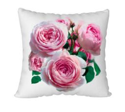 Rose Pillow, Boho Throw Rose Cushion, Pink & White Velveteen, Plush, Soft, 18x18 Or 22x22 Inches, Pillow Cover Large Medium - thumbnail 1