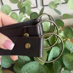 Handmade Wide Brown Leather Curtain Tie Back Thick O-Ring 38mm Wide - Single - thumbnail 4