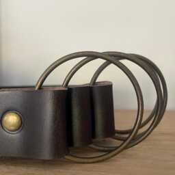 Handmade Wide Brown Leather Curtain Tie Back Thick O-Ring 38mm Wide - Single - thumbnail 3