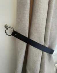 Handmade Wide Brown Leather Curtain Tie Back Thick O-Ring 38mm Wide - Single
