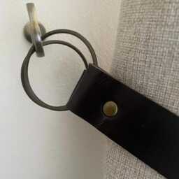 Handmade Wide Brown Leather Curtain Tie Back Thick O-Ring 38mm Wide - Single - thumbnail 2