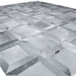 Gray Leather Cube Area Rug Cowhide Patchwork, Custom Size - thumbnail 2