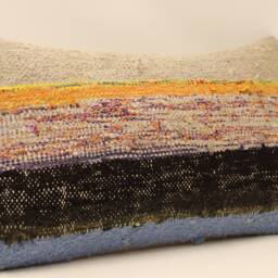 Bohemian Kilim Pillow, Sofa Throw 12x20 Naturel, Striped Ethnic Cushion Cover, -289 - thumbnail 3