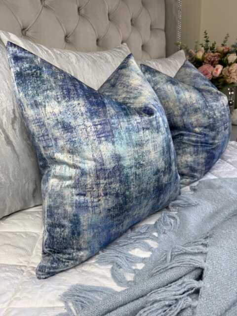 Blue Abstract Cushion Cover - Stylish Luxury Throw Pillow For Sofa Or Bed All Sizes - image 1