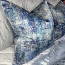 Blue Abstract Cushion Cover - Stylish Luxury Throw Pillow For Sofa Or Bed All Sizes - thumbnail 2