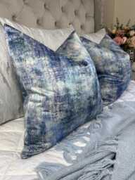 Blue Abstract Cushion Cover - Stylish Luxury Throw Pillow For Sofa Or Bed All Sizes - thumbnail 1