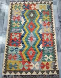 Classic Rug, Handmade Artisan Afghan Turkish Scandinavian Navajo Bohemian Wool Flatweave Multicolour Kilim Rug 152x100 cm - thumbnail 1
