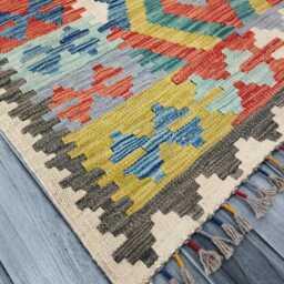 Classic Rug, Handmade Artisan Afghan Turkish Scandinavian Navajo Bohemian Wool Flatweave Multicolour Kilim Rug 152x100 cm - thumbnail 2