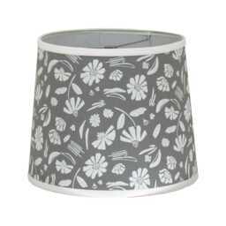 White Floral Print On Gray Lamp Shade